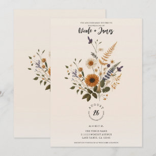 Vilda Blommor Vintage Blomsterbukett Bohemisk Bröl Inbjudningar