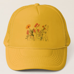 Vilda blommor, vintage botanisk pastellblomma keps