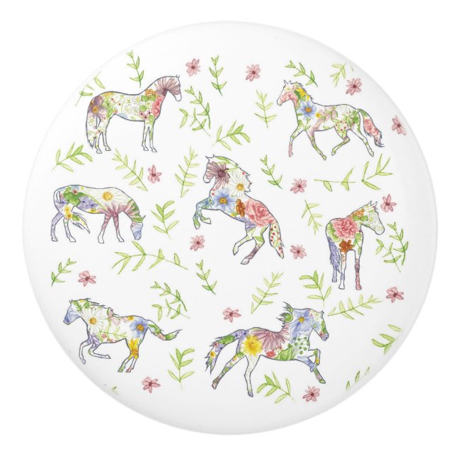 Vilda Blomsterängsponnyer Keramisk Knopp (Framsidan)