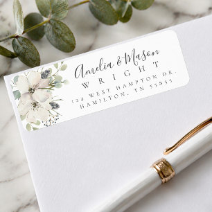 Vilda blomsterblommor Elegant script returadress Etikett