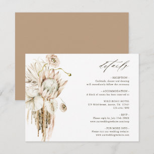 Vilda Boho Protea Pampas Gräs Bröllopsdetaljer Tilläggskort