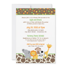 Vilda djungeldjur Baby Shower-inbjudan