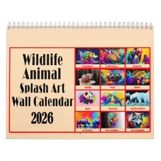Vilda djur älskare Färg Splash Art 2026 Kalender