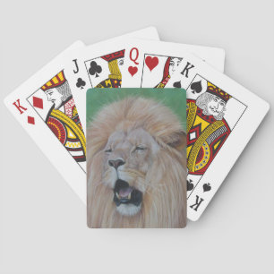 vilda djur bild av lejon, upprinnande katt casinokort