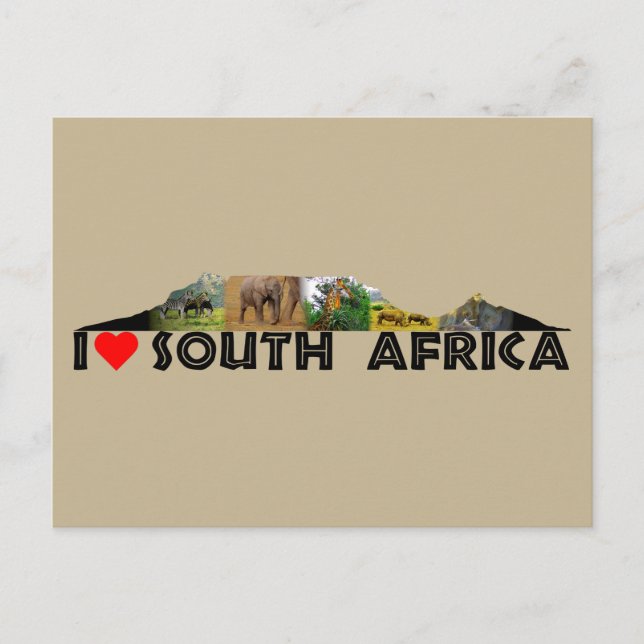 Vilda djur collage vykort från Table Mountain (Framsida)