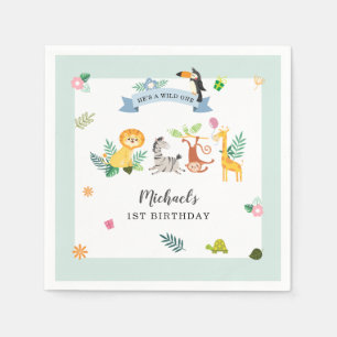 Vilda djur Djungel Safari Djur 1-årsdag Papper Pappersservett