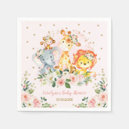Vilda djur födelsedag för flickungle Baby Shower Pappersservett