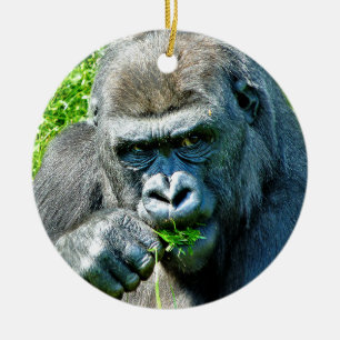 VILDA DJUR - GORILLOR JULGRANSPRYDNAD KERAMIK