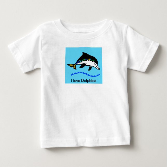 Vilda djur - I kärlek DOLPHINS - Havsblått - T Shirt (Framsida)