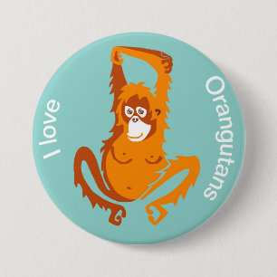 Vilda djur - I kärlek ORANGUTANS - Ape - Primat- Knapp