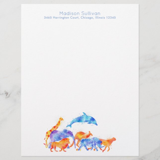 Vilda djur i vattenfärg som löper tillsammans (Framsida)