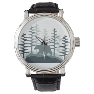 Vilda djur jingle Gräs träd skriver ut minimalistt Armbandsur