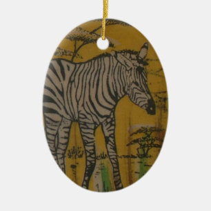 Vilda djur Kenya African Safari Zebra.png Julgransprydnad Keramik