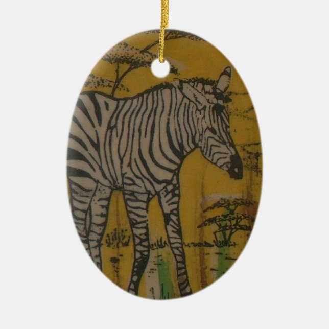 Vilda djur Kenya African Safari Zebra.png Julgransprydnad Keramik (Framsidan)
