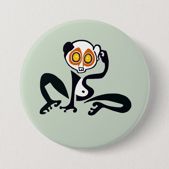 Vilda djur - Långsam LORIS - Primat - Grönt Knapp (Framsida)