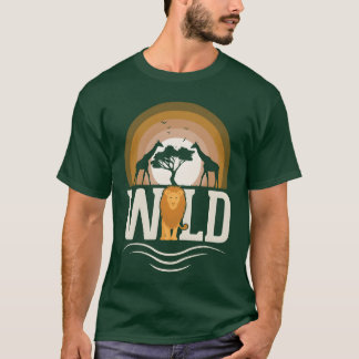 Vilda djur Lejon Giraff Afrika retro T Shirt