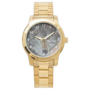 vilda djur och växter porträtt bild i grått varg armbandsur