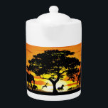 Vilda djur om African Savanna Sunset<br><div class="desc">Enastående,  ljusa och fredliga solnedgång på Vilden African Savanna Ligcape med Vilda djur Shapes. Ursprungligen skapat med Hi Quality/Hi Resolution Vector Graphic Art Technique Copyright BluedarkArt TheChameleonArt.</div>