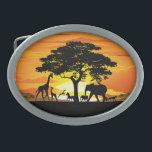 Vilda djur om African Savanna Sunset<br><div class="desc">Enastående,  ljusa och fredliga solnedgång på Vilden African Savanna Ligcape med Vilda djur Shapes. Ursprungligen skapat med Hi Quality/Hi Resolution Vector Graphic Art Technique Copyright BluedarkArt TheChameleonArt.</div>