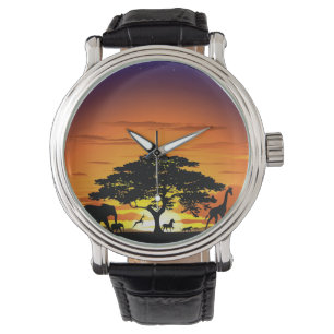 Vilda djur om African Savanna Sunset Armbandsur