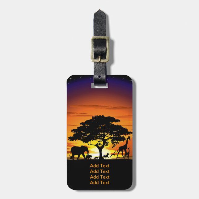 Vilda djur om African Savanna Sunset Bagagebricka (Vertikal Framsida)