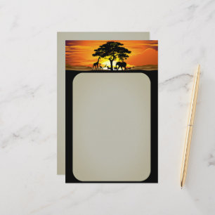Vilda djur om African Savanna Sunset Brevpapper