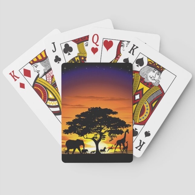 Vilda djur om African Savanna Sunset Casinokort (Baksidan)