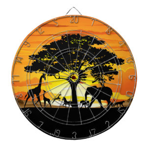 Vilda djur om African Savanna Sunset Darttavla