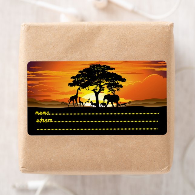 Vilda djur om African Savanna Sunset Fraktsedel (Insitu)