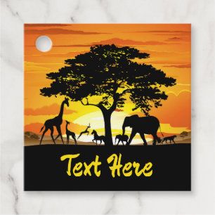 Vilda djur om African Savanna Sunset Gåvor Etiketter