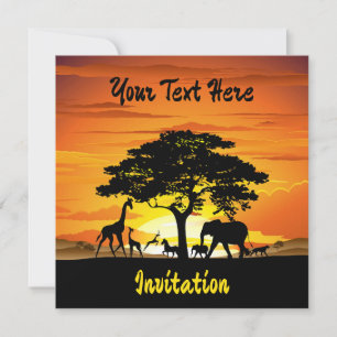 Vilda djur om African Savanna Sunset Inbjudningar