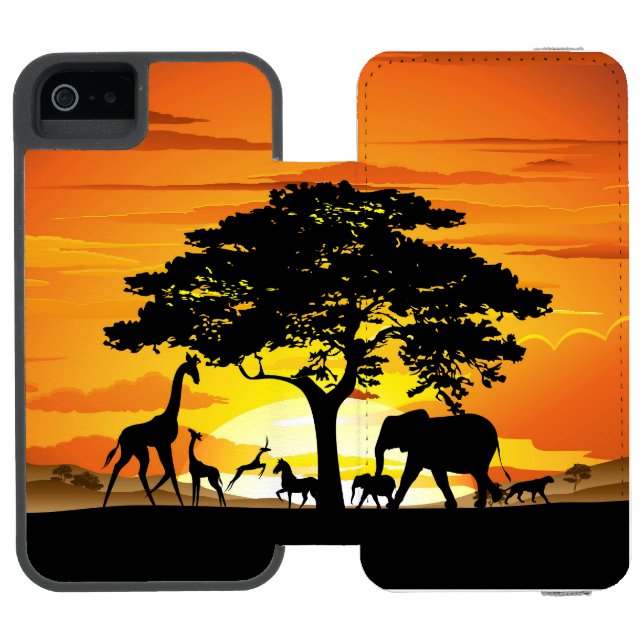 Vilda djur om African Savanna Sunset Incipio iPhone Wallet Skal (Folio Öppen)