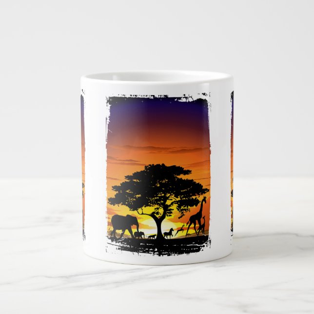 Vilda djur om African Savanna Sunset Jumbo Mugg (Framsidan)