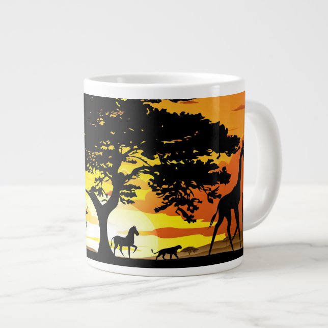 Vilda djur om African Savanna Sunset Jumbo Mugg (Framsida höger)