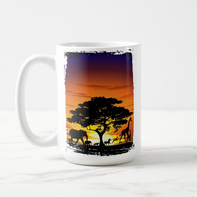 Vilda djur om African Savanna Sunset Kaffemugg (Vänster)