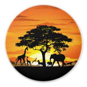 Vilda djur om African Savanna Sunset Knopp