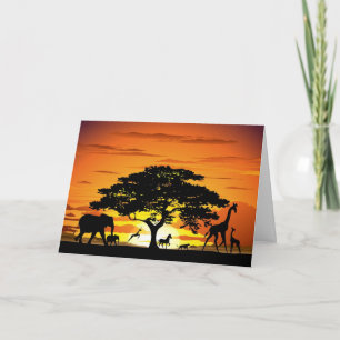 Vilda djur om African Savanna Sunset Kort
