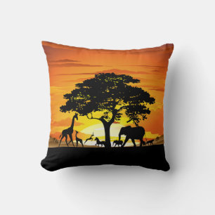 Vilda djur om African Savanna Sunset Kudde