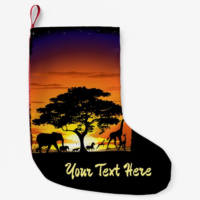 Vilda djur om African Savanna Sunset Liten Julstrumpa (Framsidan)