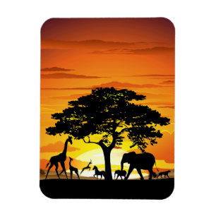 Vilda djur om African Savanna Sunset Magnet