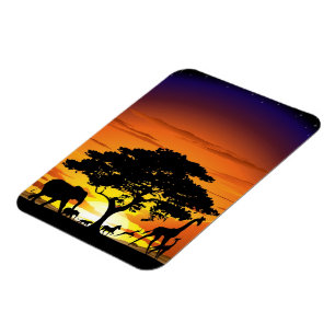 Vilda djur om African Savanna Sunset Magnet