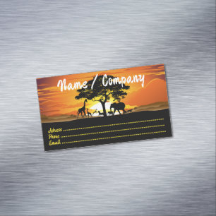 Vilda djur om African Savanna Sunset Magnetiska Visitkort