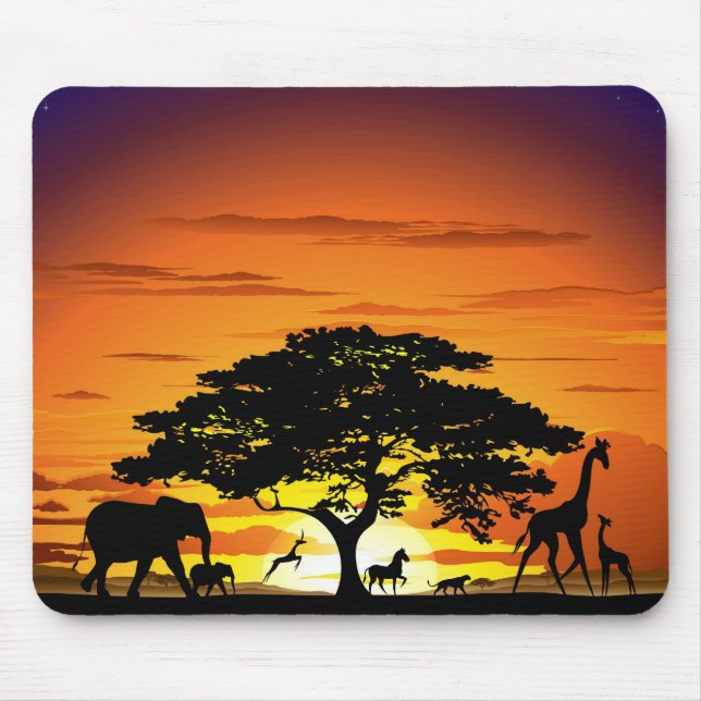 Vilda djur om African Savanna Sunset Musmatta (Framsidan)