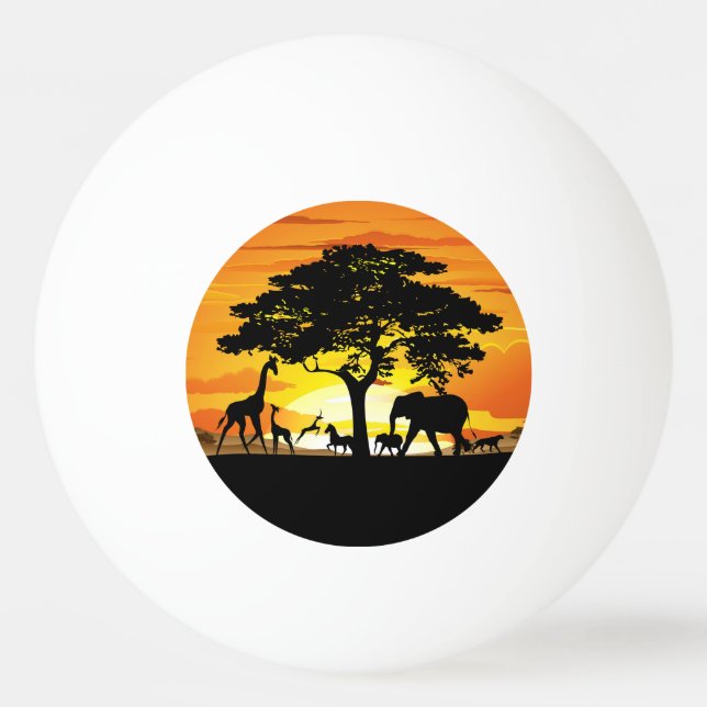 Vilda djur om African Savanna Sunset Pingisboll (Framsidan)