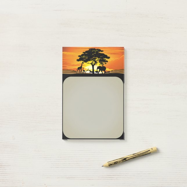 Vilda djur om African Savanna Sunset Post-it Block (På skrivbordet)