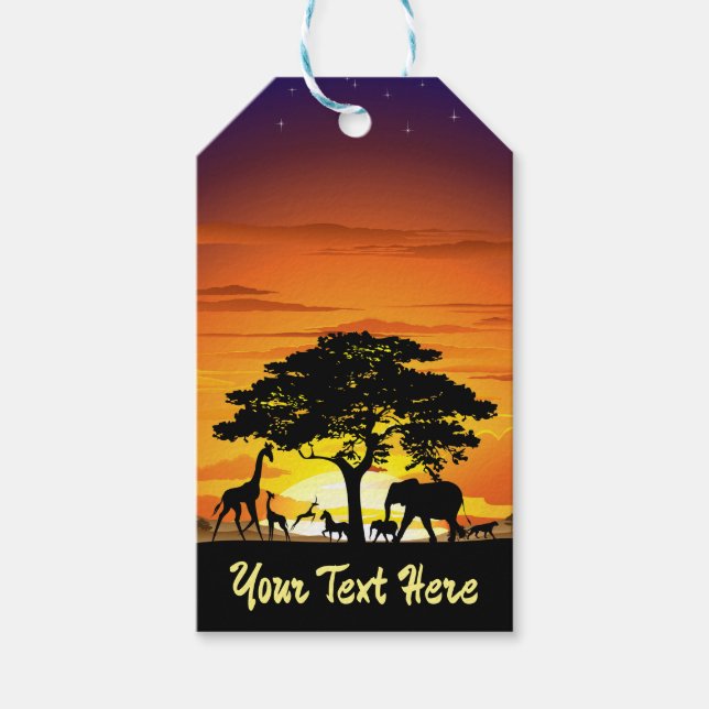 Vilda djur om African Savanna Sunset Presentetikett (Framsidan)