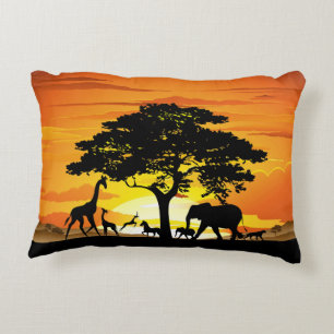 Vilda djur om African Savanna Sunset Prydnadskudde
