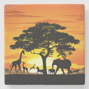 Vilda djur om African Savanna Sunset Stenunderlägg