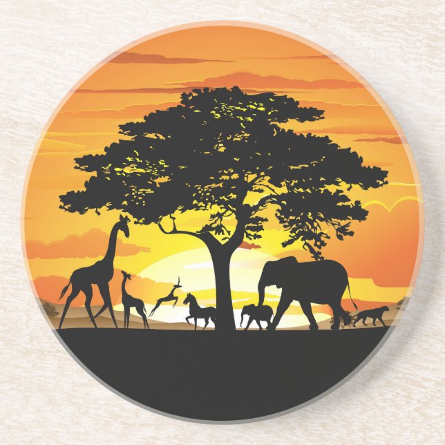 Vilda djur om African Savanna Sunset Underlägg (Framsidan)