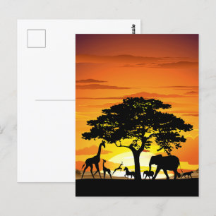 Vilda djur om African Savanna Sunset Vykort